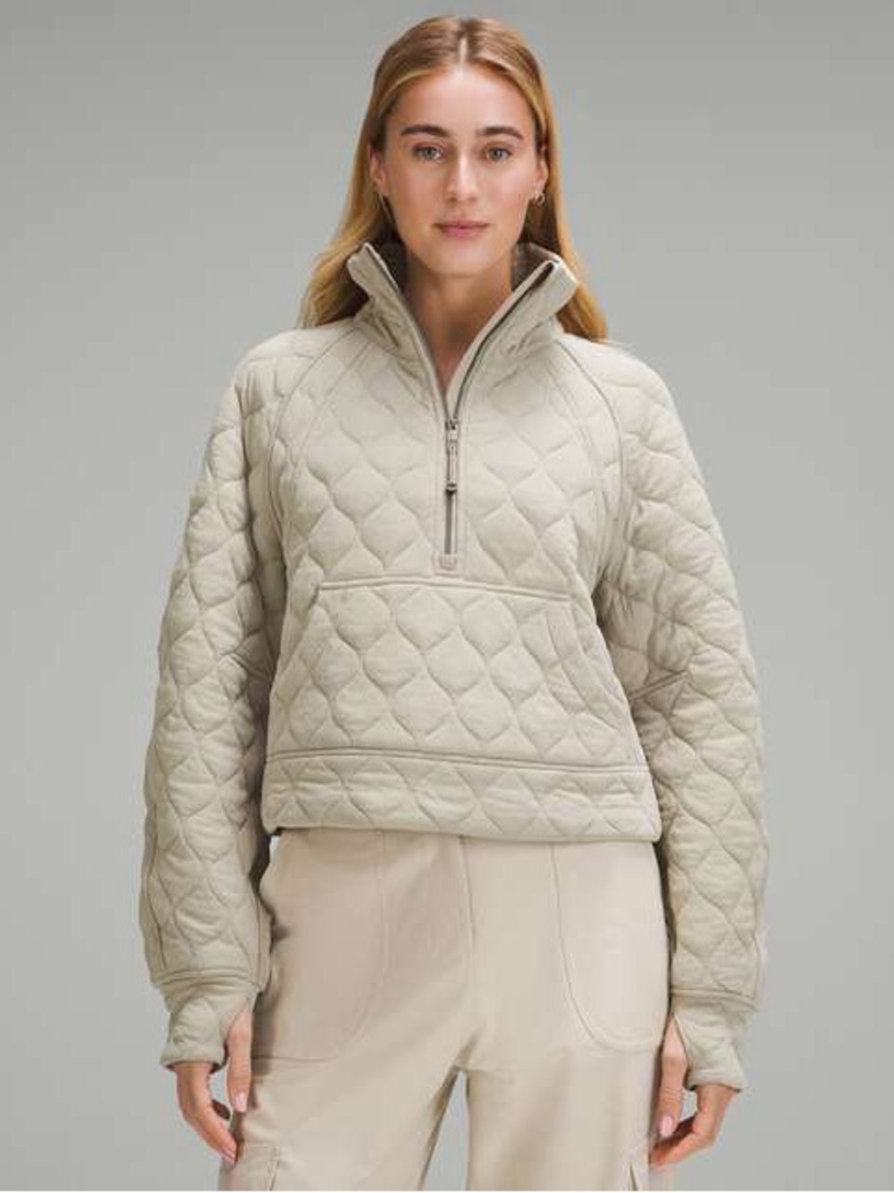 Lululemon Scuba Quilted Half Zip- Bone
